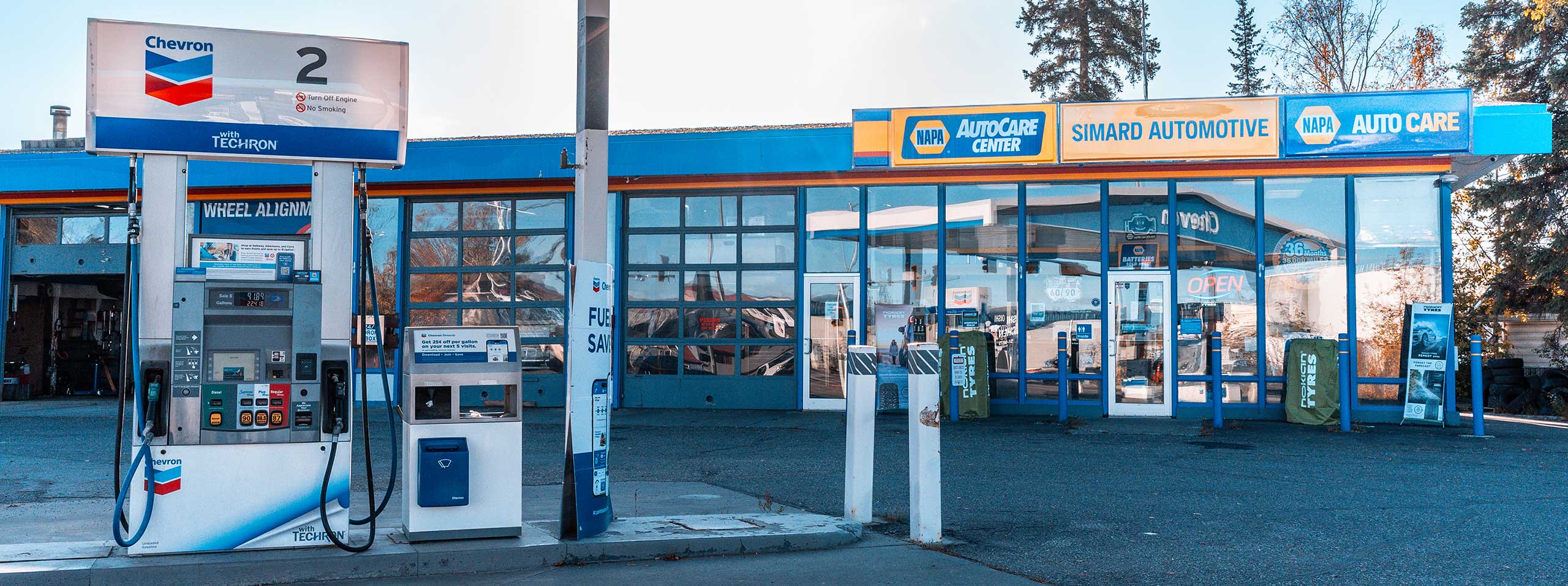 Chevron gas station with automotive service center